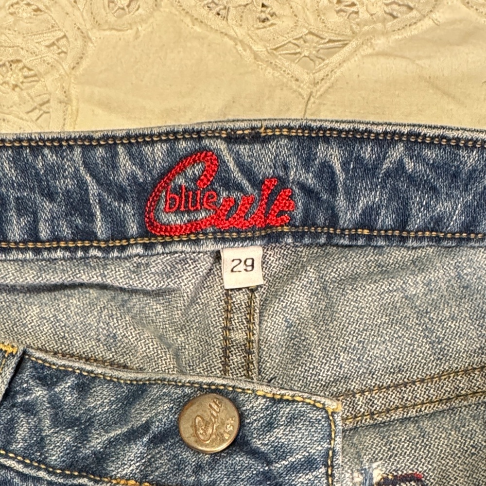 👖 Blue Cult Frayed Denim Flared Jeans VINTAGE - Size 29